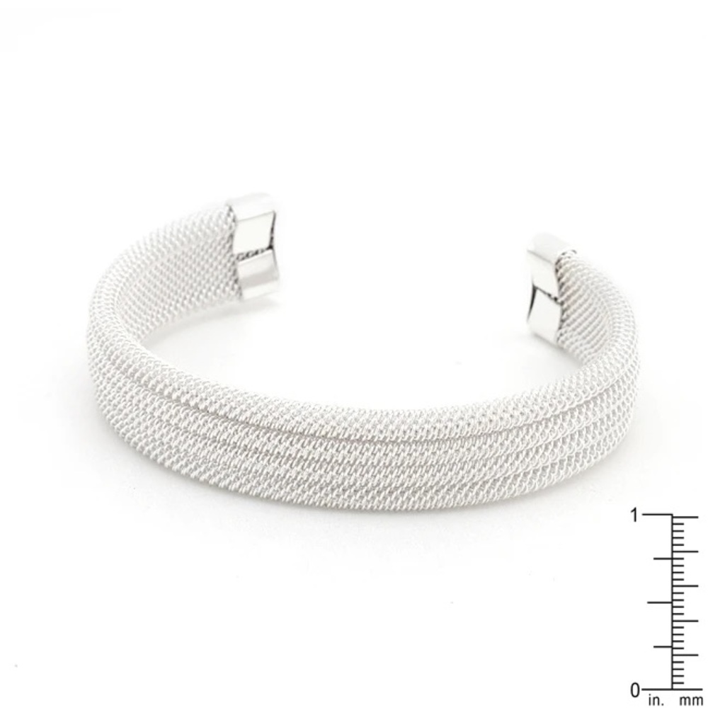 Silver Linear Mesh Cuff - Picture 2 of 2